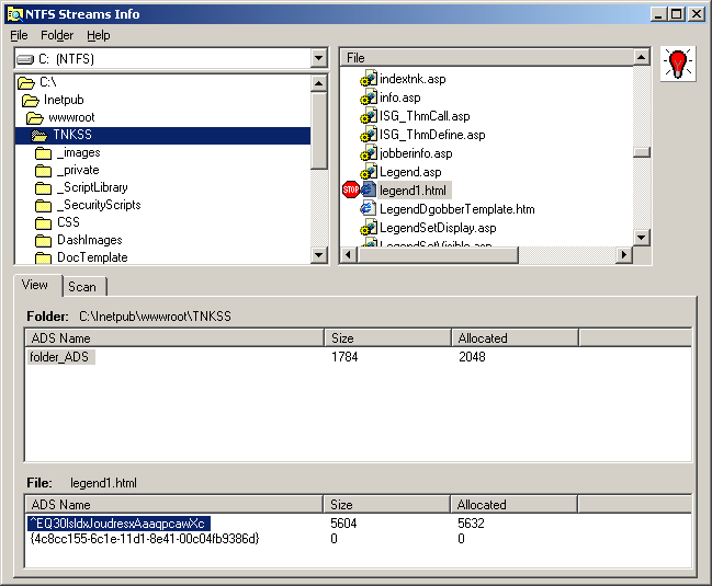NTFS Streams Info Screenshot